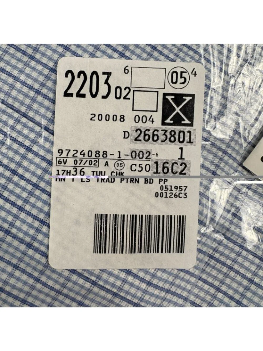 Lands’ End Men’s Dress Shirt 17.5-36 Tall Blue Mini Check Button Down - Picture 6 of 6